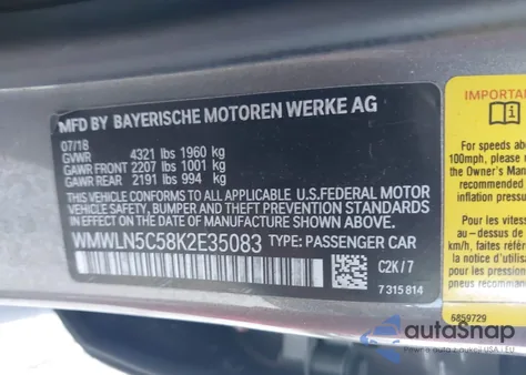 2019 Mini Clubman Cooper z USA, uszkodzony, nr VIN WMWLN5C58K2E35083